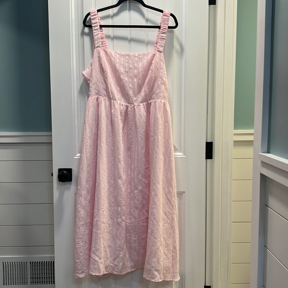 Eloquii Pink and White Striped Lined MIDI Dress. Size 18. NWT. - Picture 2 of 12